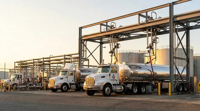 Exigo Fuels tankers loading at a fuel terminal rack Exigo Fuels tankers loading at a fuel terminal rack